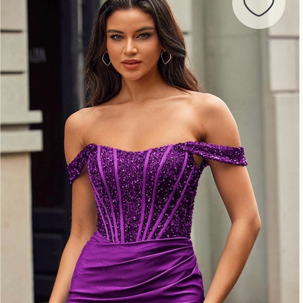 Glamorous Strapless Purple Dress